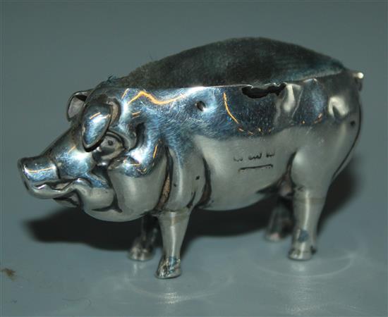 Silver pig pincushion, Birmingham 1910